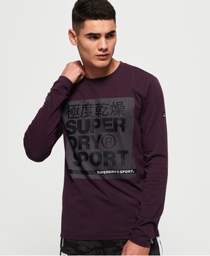 Superdry Core Graphic Hosszú Ujjú Férfi Pólók MélyBordó | DEWZV1630